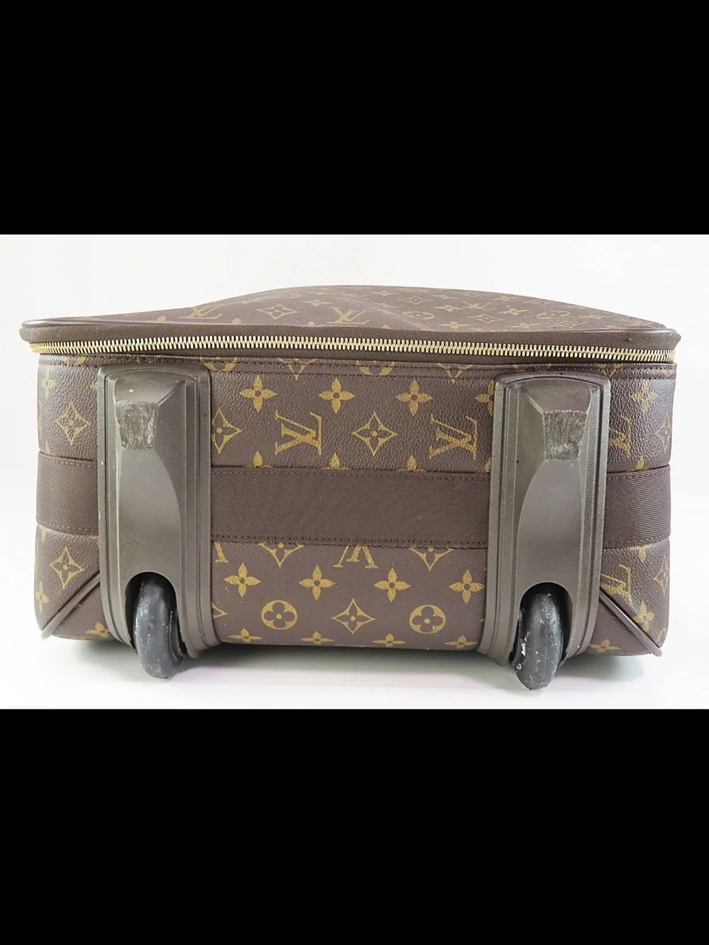 Louis Vuitton Brown Monogram Rolling Suitcase with Tan Accents